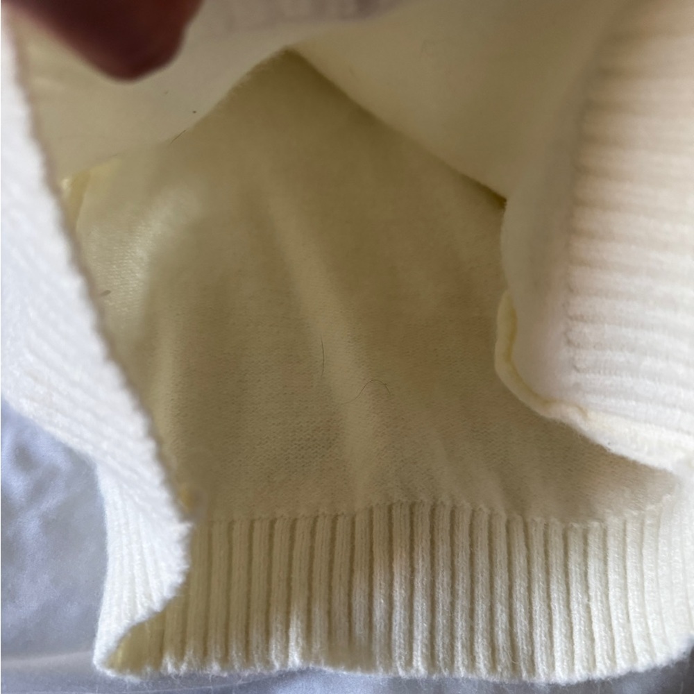 Cream Off The Shoulder Cowl Neck Sweater Ivory Oversized Cozy Knit Small - Picture 10 of 15